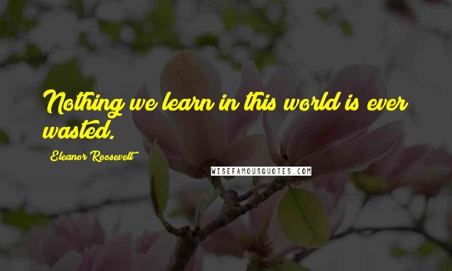 Eleanor Roosevelt Quotes: Nothing we learn in this world is ever wasted.