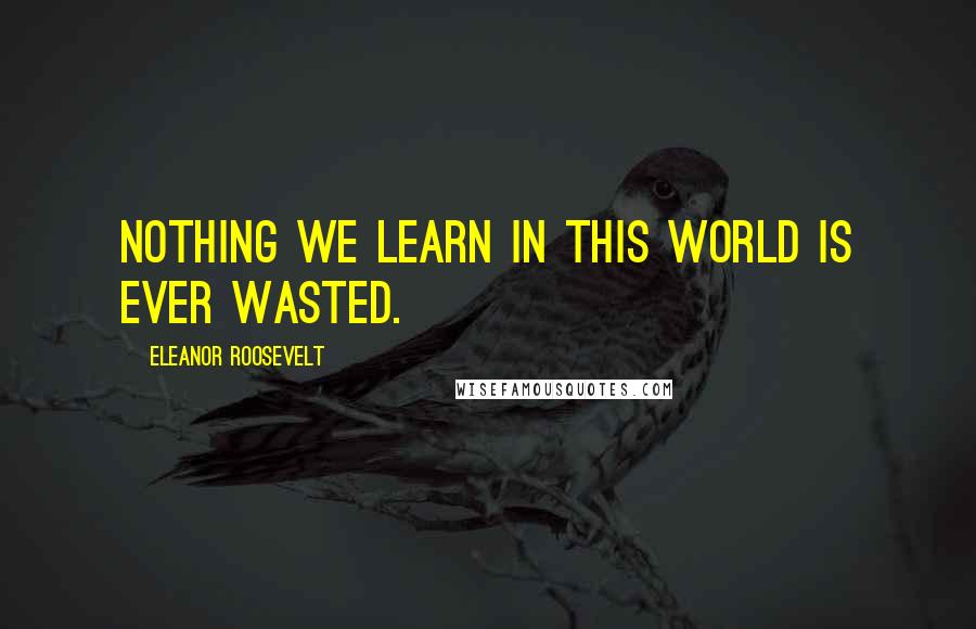 Eleanor Roosevelt Quotes: Nothing we learn in this world is ever wasted.