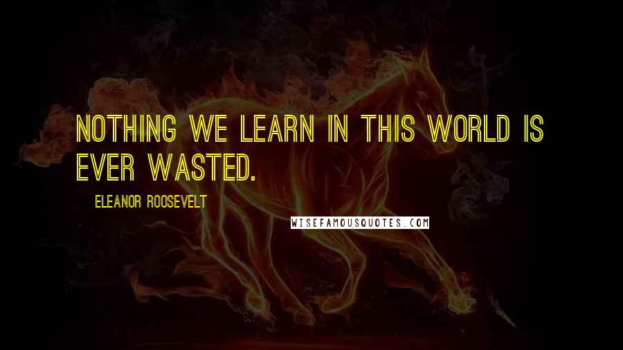 Eleanor Roosevelt Quotes: Nothing we learn in this world is ever wasted.