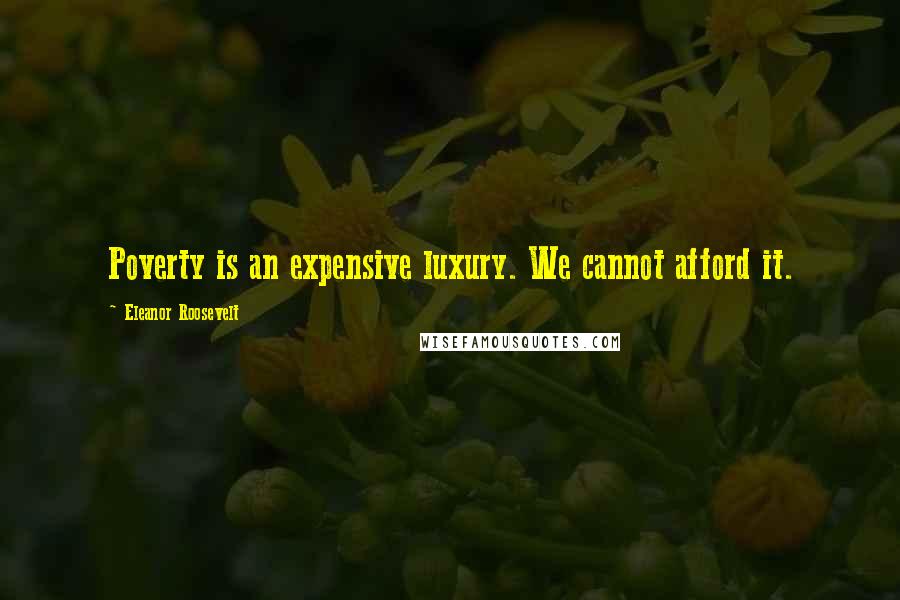 Eleanor Roosevelt Quotes: Poverty is an expensive luxury. We cannot afford it.