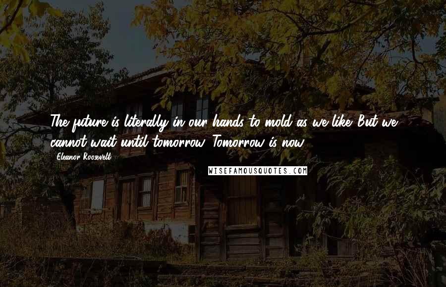 Eleanor Roosevelt Quotes: The future is literally in our hands to mold as we like. But we cannot wait until tomorrow. Tomorrow is now.