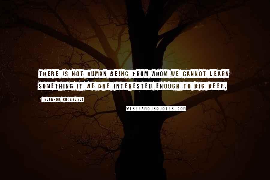Eleanor Roosevelt Quotes: There is not human being from whom we cannot learn something if we are interested enough to dig deep.