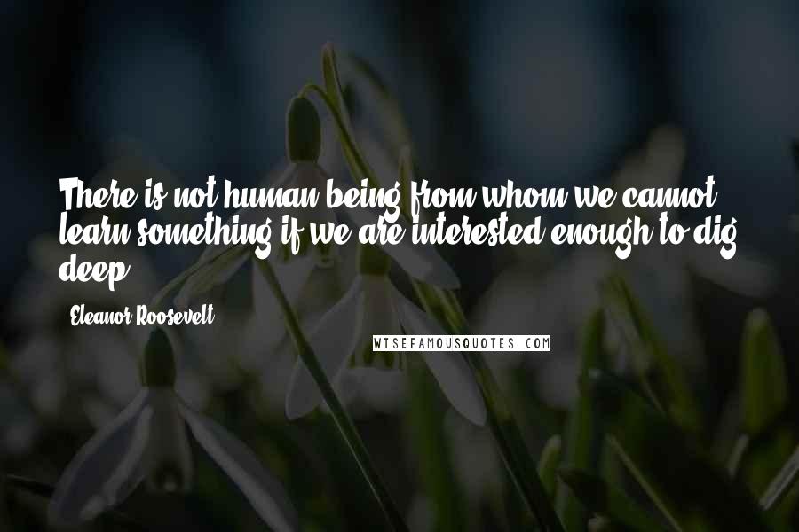 Eleanor Roosevelt Quotes: There is not human being from whom we cannot learn something if we are interested enough to dig deep.