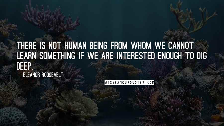 Eleanor Roosevelt Quotes: There is not human being from whom we cannot learn something if we are interested enough to dig deep.