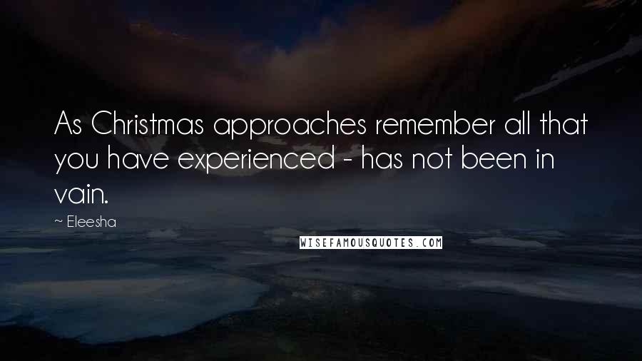 Eleesha Quotes: As Christmas approaches remember all that you have experienced - has not been in vain.