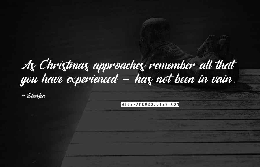 Eleesha Quotes: As Christmas approaches remember all that you have experienced - has not been in vain.