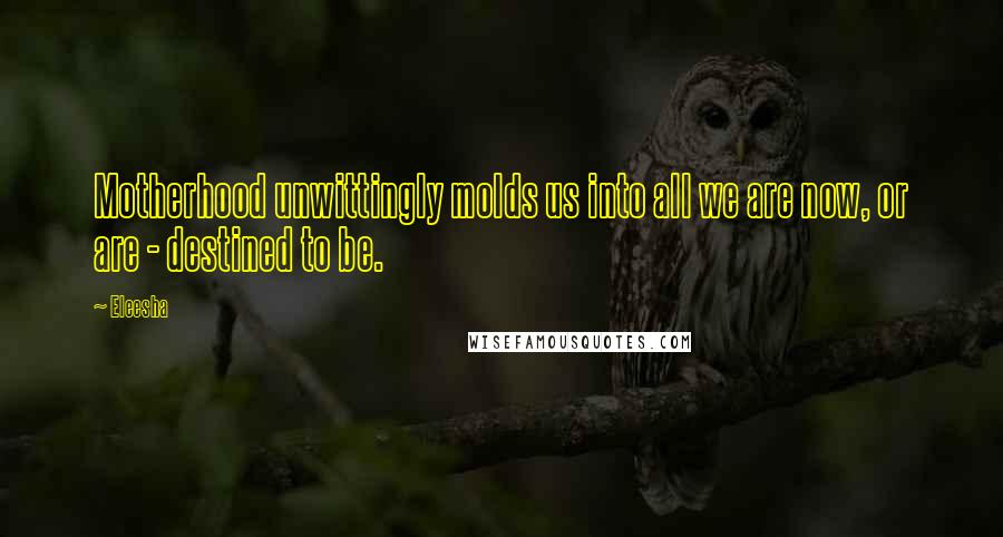Eleesha Quotes: Motherhood unwittingly molds us into all we are now, or are - destined to be.