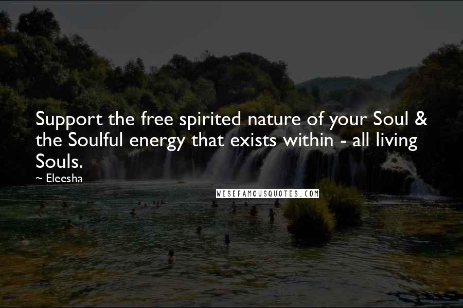 Eleesha Quotes: Support the free spirited nature of your Soul & the Soulful energy that exists within - all living Souls.