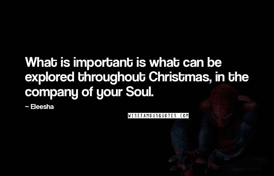 Eleesha Quotes: What is important is what can be explored throughout Christmas, in the company of your Soul.
