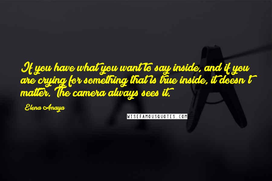 Elena Anaya Quotes: If you have what you want to say inside, and if you are crying for something that is true inside, it doesn't matter. The camera always sees it.