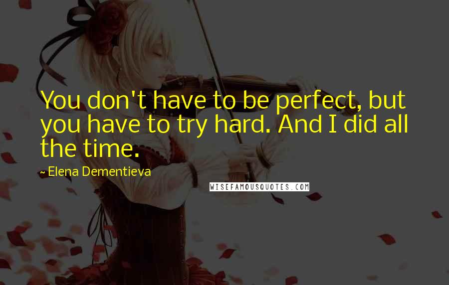 Elena Dementieva Quotes: You don't have to be perfect, but you have to try hard. And I did all the time.