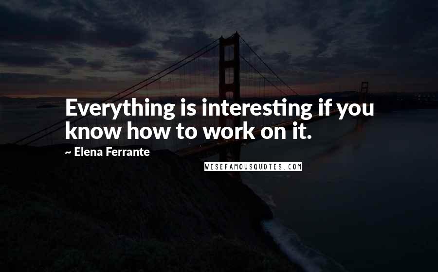 Elena Ferrante Quotes: Everything is interesting if you know how to work on it.