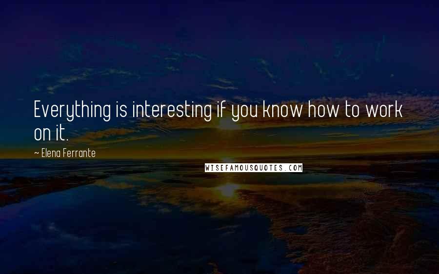 Elena Ferrante Quotes: Everything is interesting if you know how to work on it.