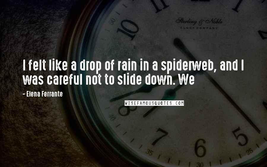 Elena Ferrante Quotes: I felt like a drop of rain in a spiderweb, and I was careful not to slide down. We