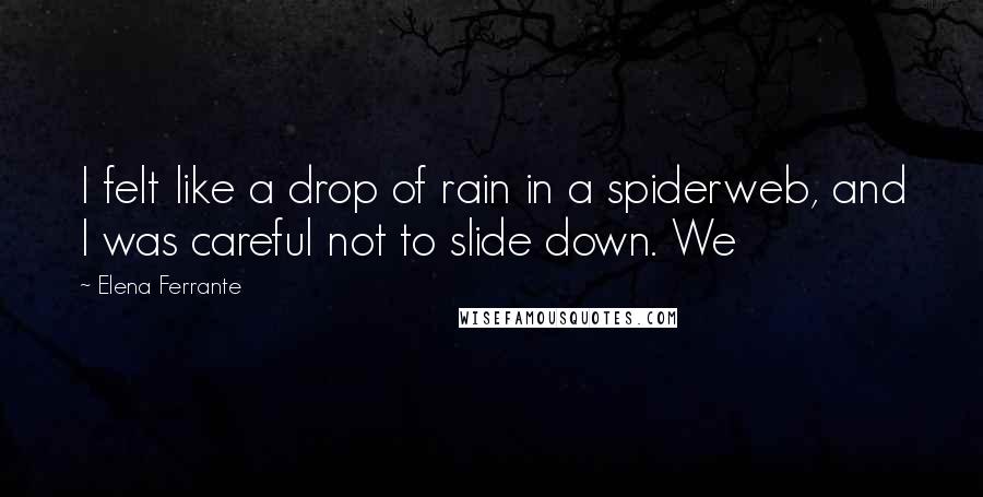 Elena Ferrante Quotes: I felt like a drop of rain in a spiderweb, and I was careful not to slide down. We