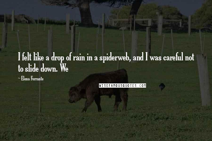 Elena Ferrante Quotes: I felt like a drop of rain in a spiderweb, and I was careful not to slide down. We