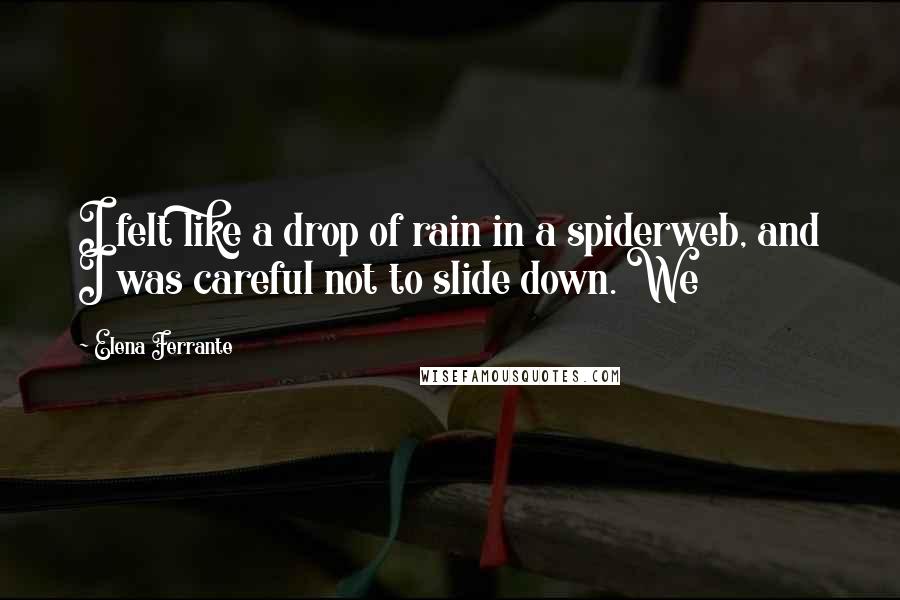 Elena Ferrante Quotes: I felt like a drop of rain in a spiderweb, and I was careful not to slide down. We