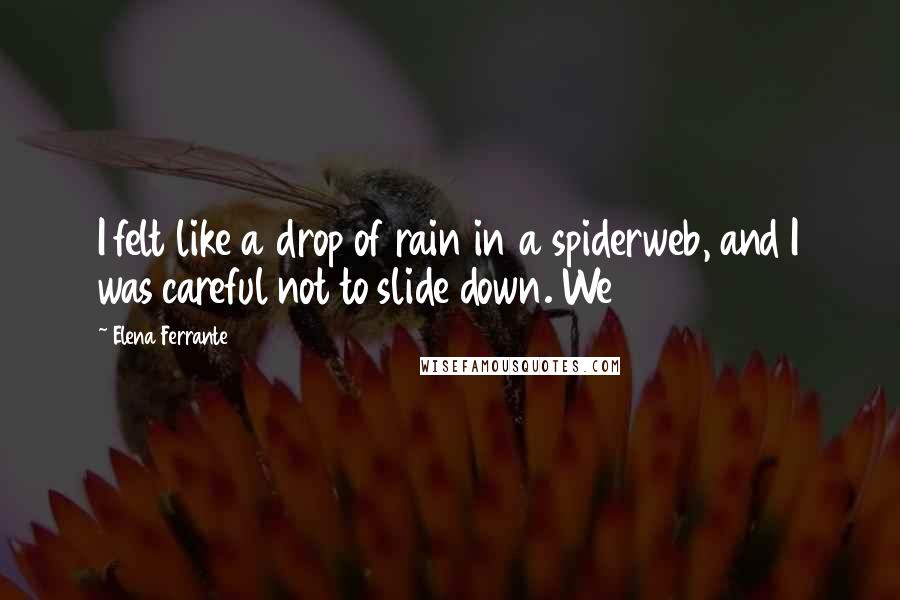 Elena Ferrante Quotes: I felt like a drop of rain in a spiderweb, and I was careful not to slide down. We
