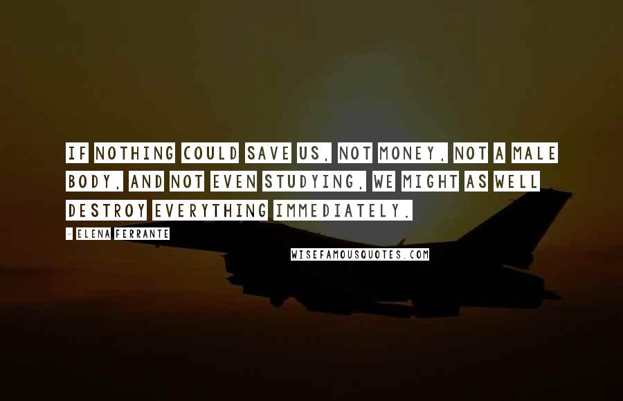 Elena Ferrante Quotes: If nothing could save us, not money, not a male body, and not even studying, we might as well destroy everything immediately.