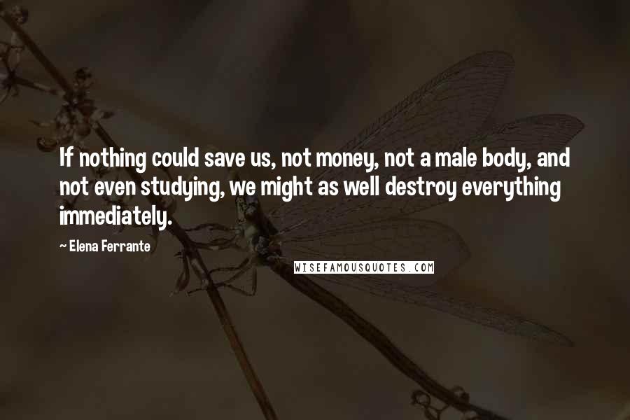 Elena Ferrante Quotes: If nothing could save us, not money, not a male body, and not even studying, we might as well destroy everything immediately.
