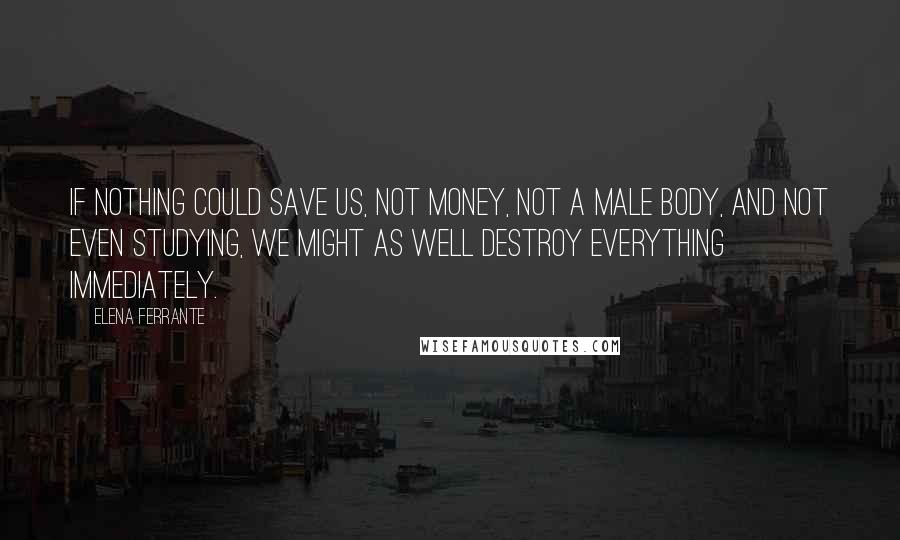 Elena Ferrante Quotes: If nothing could save us, not money, not a male body, and not even studying, we might as well destroy everything immediately.