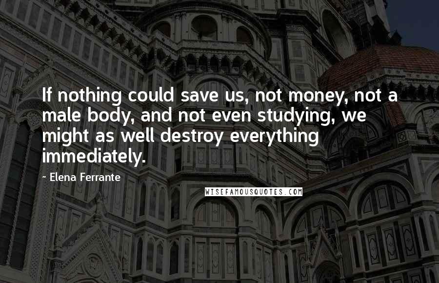 Elena Ferrante Quotes: If nothing could save us, not money, not a male body, and not even studying, we might as well destroy everything immediately.