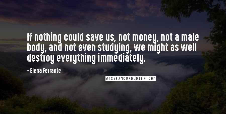 Elena Ferrante Quotes: If nothing could save us, not money, not a male body, and not even studying, we might as well destroy everything immediately.