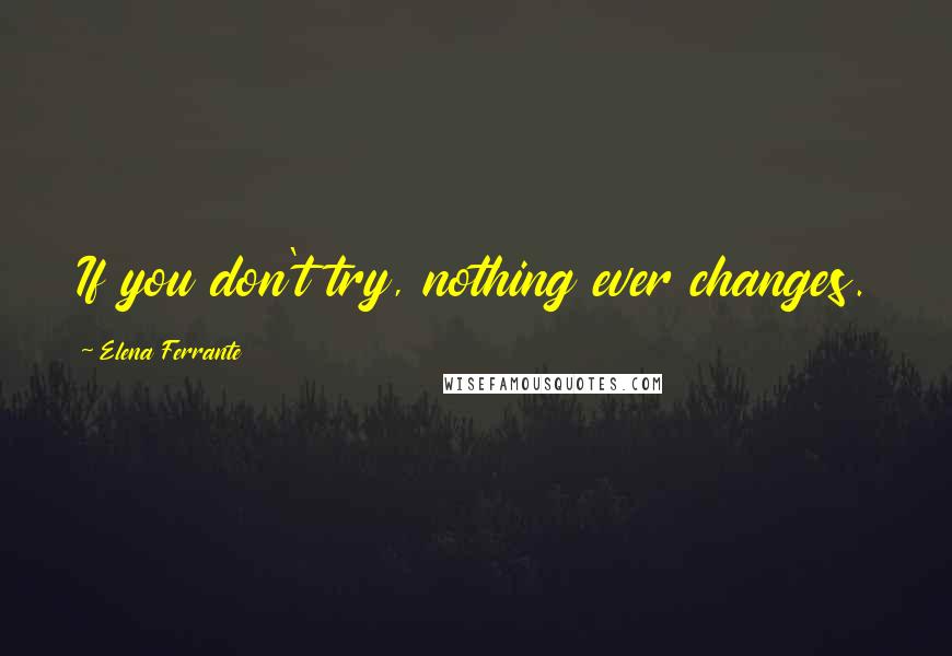 Elena Ferrante Quotes: If you don't try, nothing ever changes.
