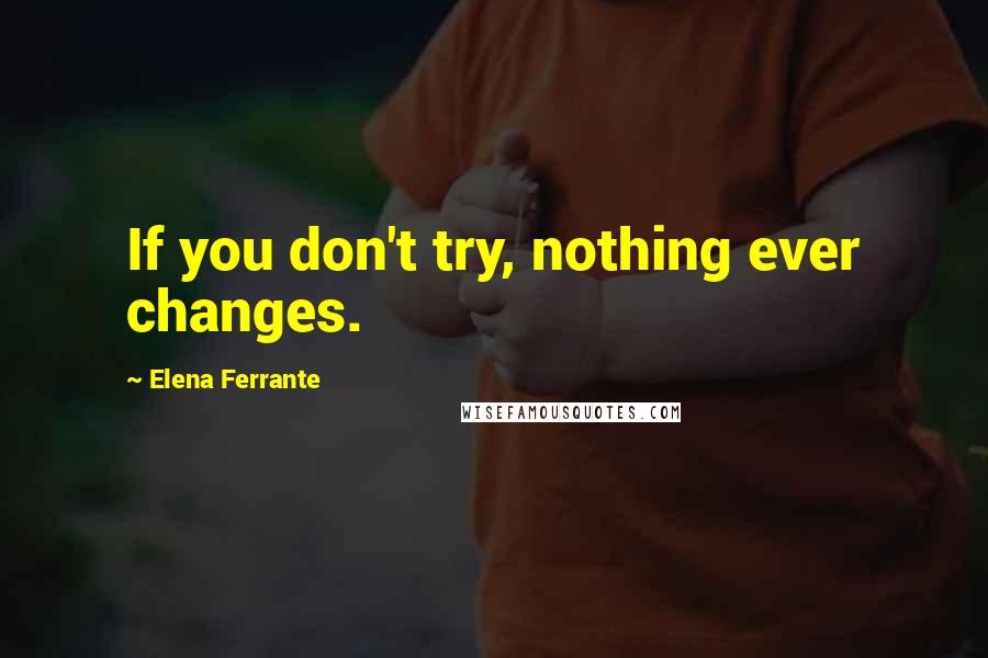 Elena Ferrante Quotes: If you don't try, nothing ever changes.