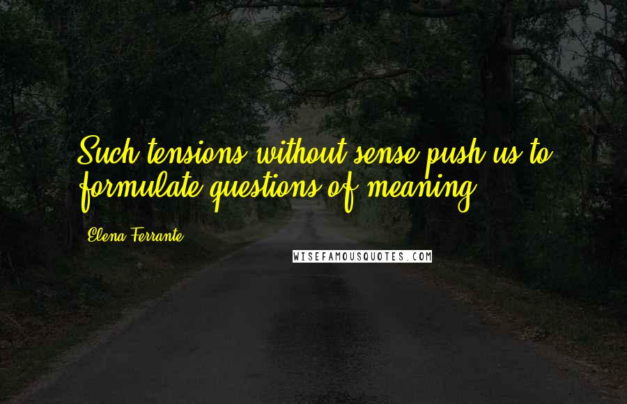Elena Ferrante Quotes: Such tensions without sense push us to formulate questions of meaning.