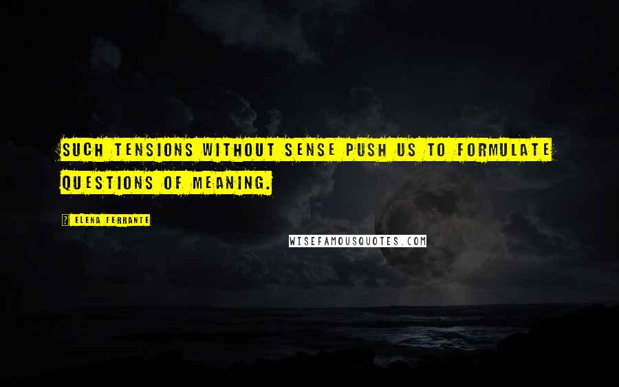 Elena Ferrante Quotes: Such tensions without sense push us to formulate questions of meaning.