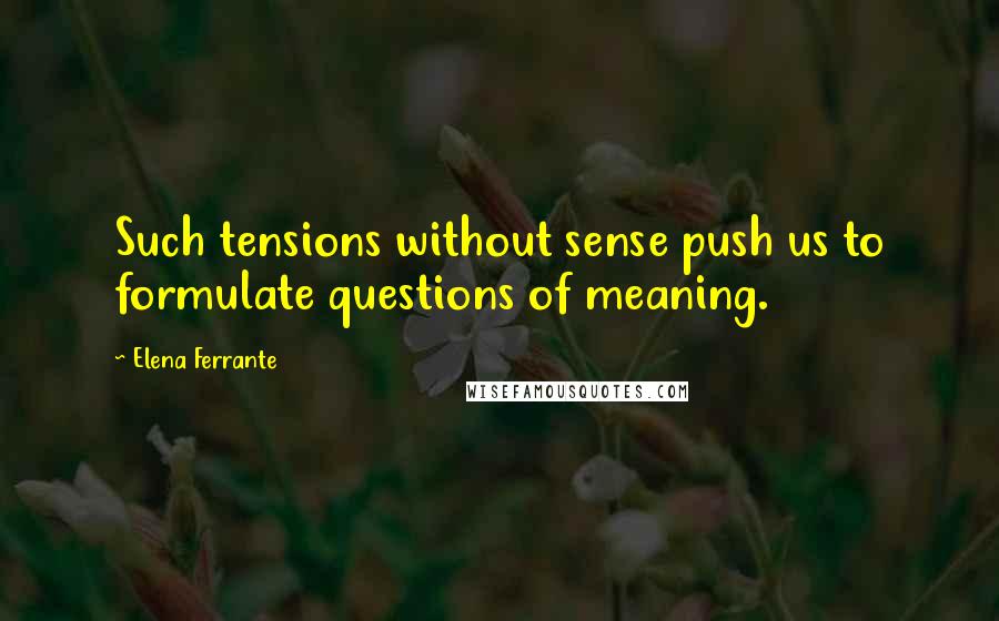 Elena Ferrante Quotes: Such tensions without sense push us to formulate questions of meaning.