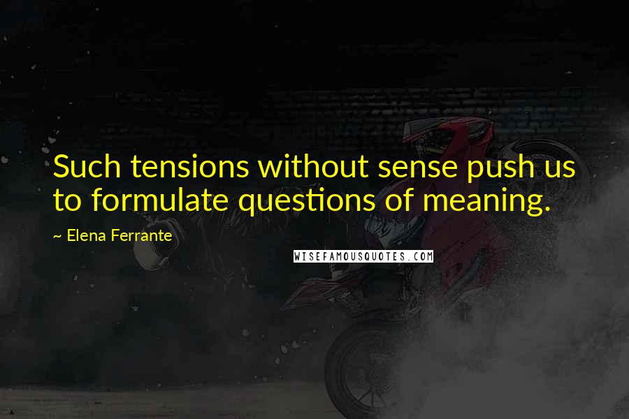 Elena Ferrante Quotes: Such tensions without sense push us to formulate questions of meaning.