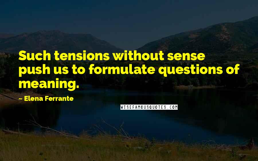 Elena Ferrante Quotes: Such tensions without sense push us to formulate questions of meaning.