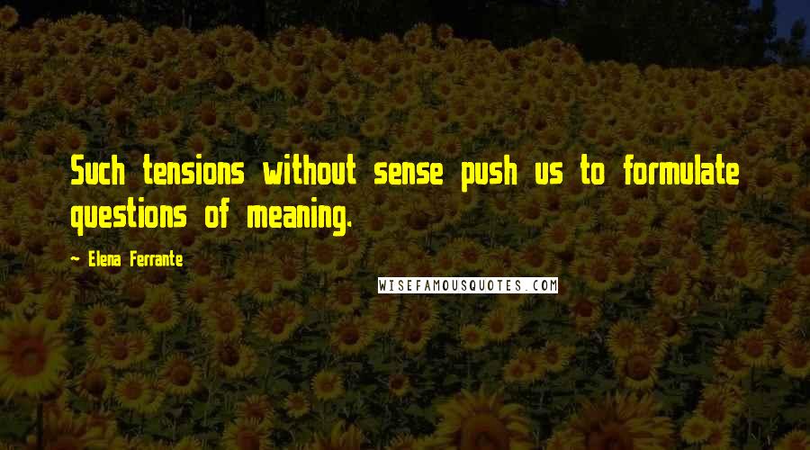 Elena Ferrante Quotes: Such tensions without sense push us to formulate questions of meaning.