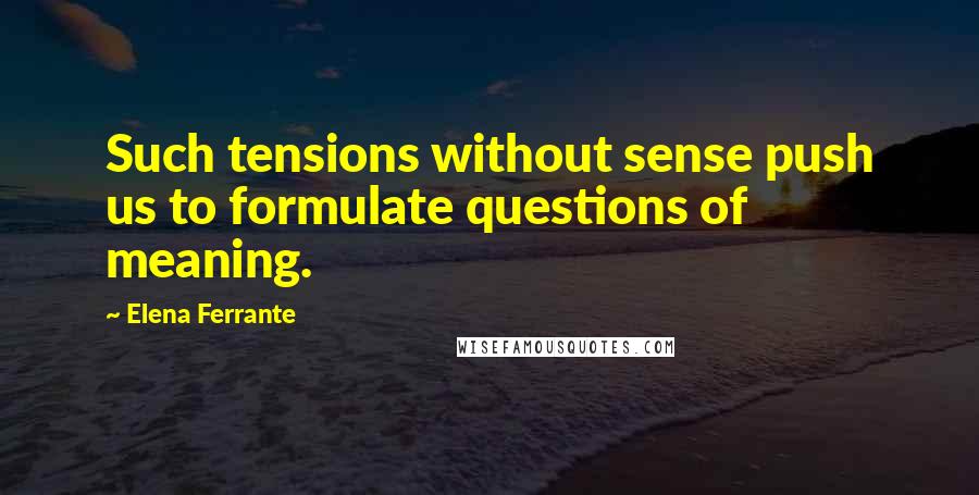 Elena Ferrante Quotes: Such tensions without sense push us to formulate questions of meaning.