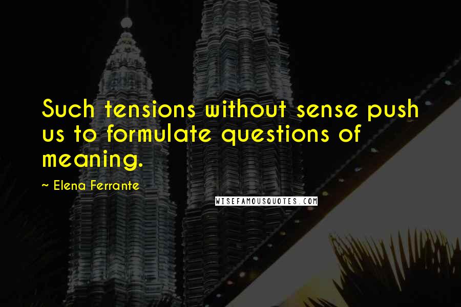 Elena Ferrante Quotes: Such tensions without sense push us to formulate questions of meaning.