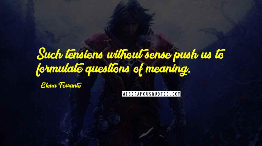 Elena Ferrante Quotes: Such tensions without sense push us to formulate questions of meaning.