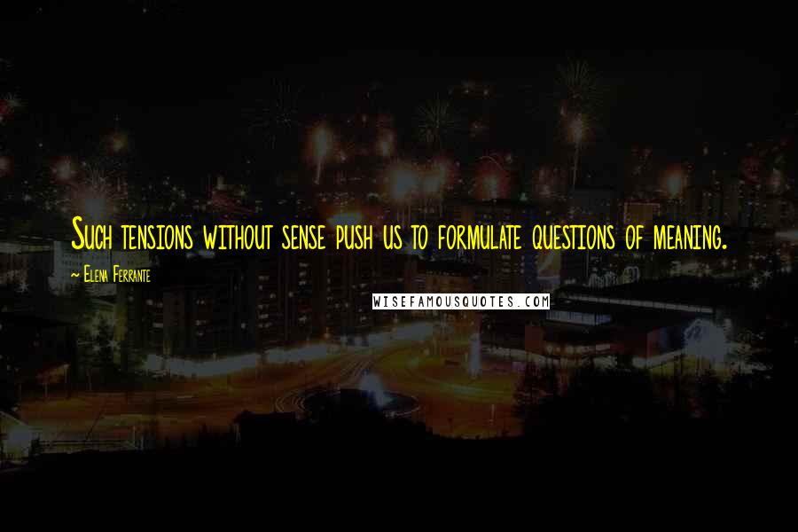 Elena Ferrante Quotes: Such tensions without sense push us to formulate questions of meaning.