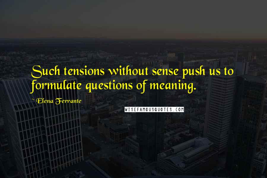 Elena Ferrante Quotes: Such tensions without sense push us to formulate questions of meaning.