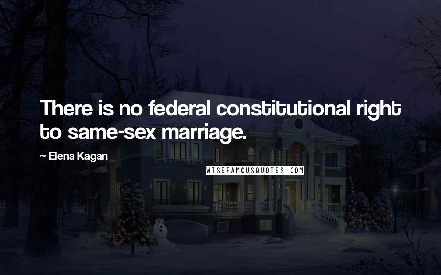 Elena Kagan Quotes: There is no federal constitutional right to same-sex marriage.