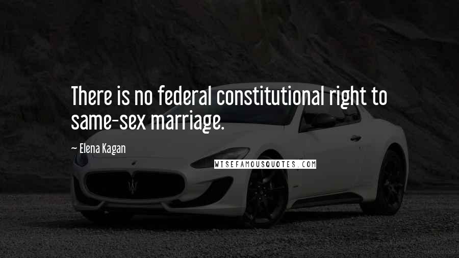 Elena Kagan Quotes: There is no federal constitutional right to same-sex marriage.