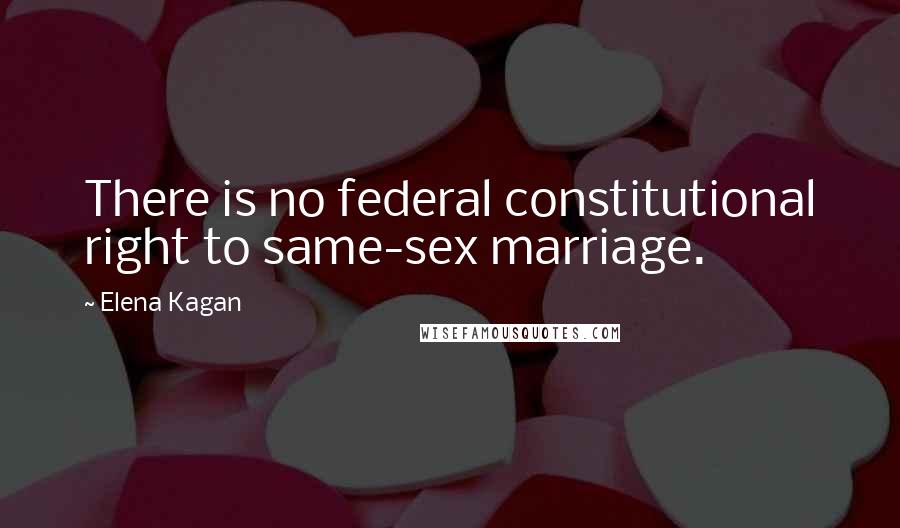 Elena Kagan Quotes: There is no federal constitutional right to same-sex marriage.