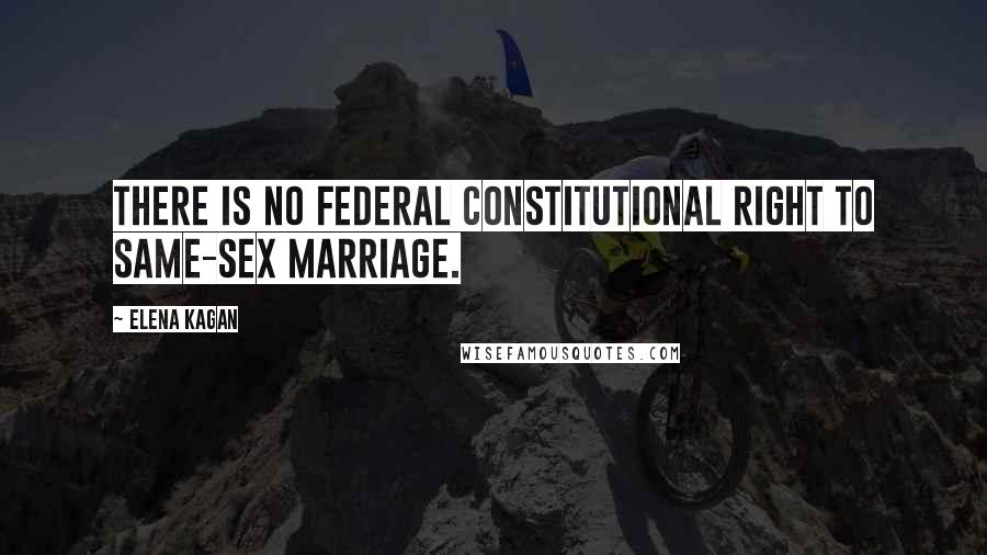 Elena Kagan Quotes: There is no federal constitutional right to same-sex marriage.