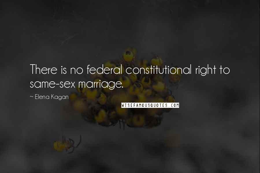 Elena Kagan Quotes: There is no federal constitutional right to same-sex marriage.