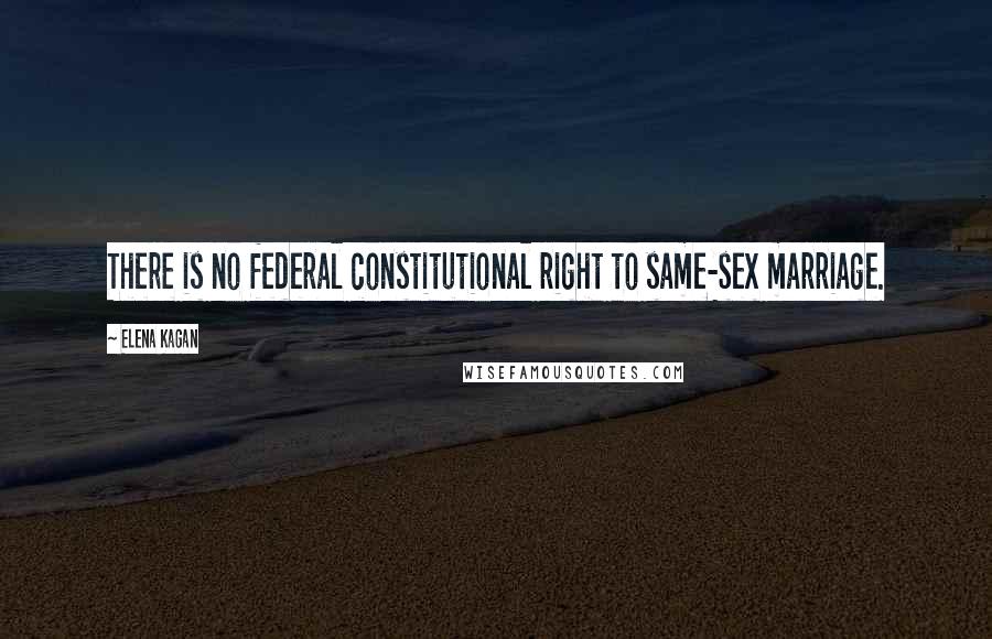 Elena Kagan Quotes: There is no federal constitutional right to same-sex marriage.