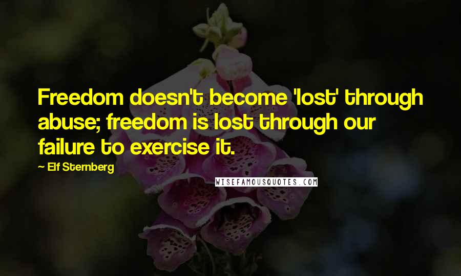 Elf Sternberg Quotes: Freedom doesn't become 'lost' through abuse; freedom is lost through our failure to exercise it.