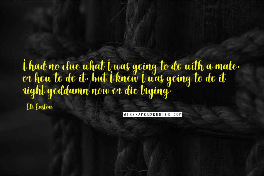 Eli Easton Quotes: I had no clue what I was going to do with a male, or how to do it, but I knew I was going to do it right goddamn now or die trying.