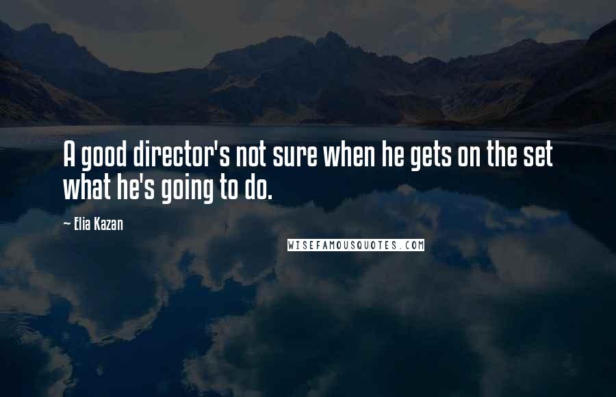 Elia Kazan Quotes: A good director's not sure when he gets on the set what he's going to do.