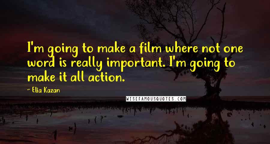 Elia Kazan Quotes: I'm going to make a film where not one word is really important. I'm going to make it all action.